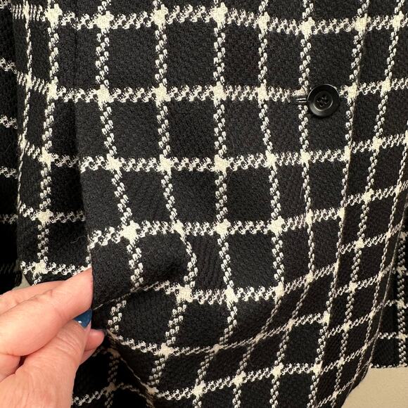 Vintage Talbots Tweed Wool Blazer Jacket Plaid Check Black Women's 22WP Petite - Picture 4 of 13